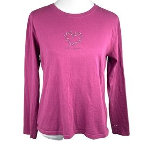 Life is Good Christmas Lights Heart Long Sleeve Shirt Purple Size Medium